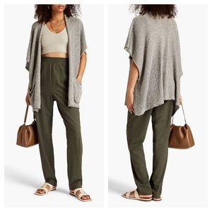 Eskandar Open Front Cardigan Knit Gray OS Marled Linen Rolling Front